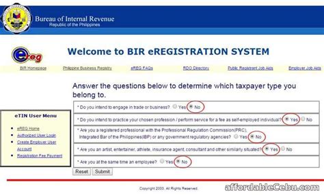 bir tin online registration login